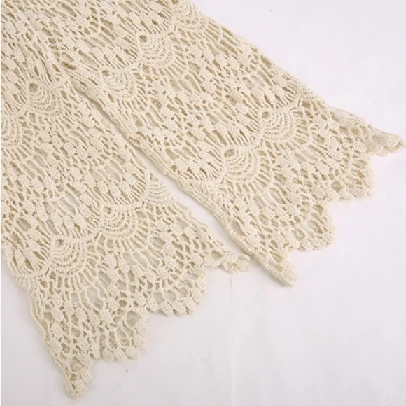 Crochet Beach Cover Up Deep V Neck Dress - Picture 6 of 16